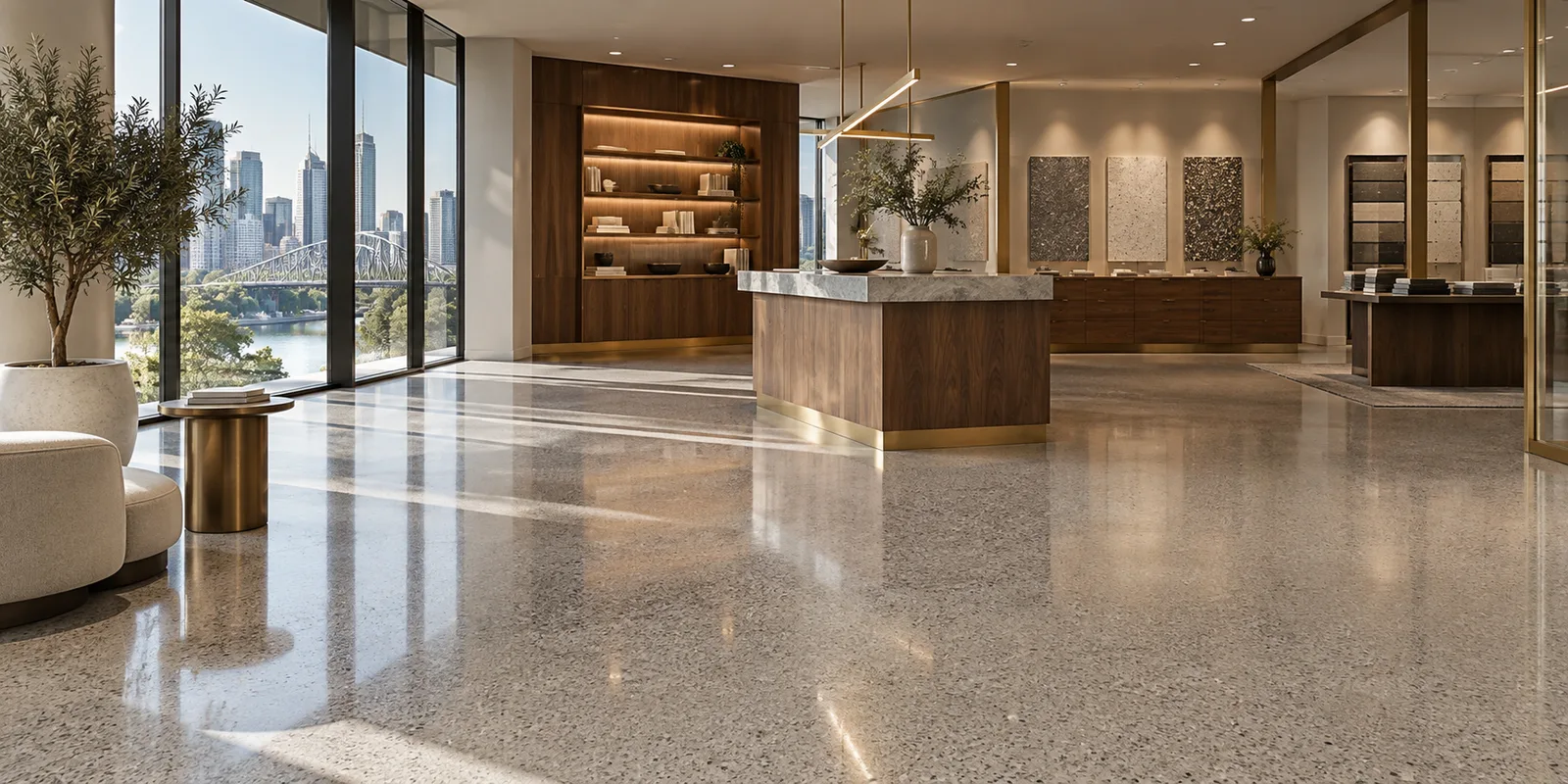 Flake flooring in a Brisbane interior
