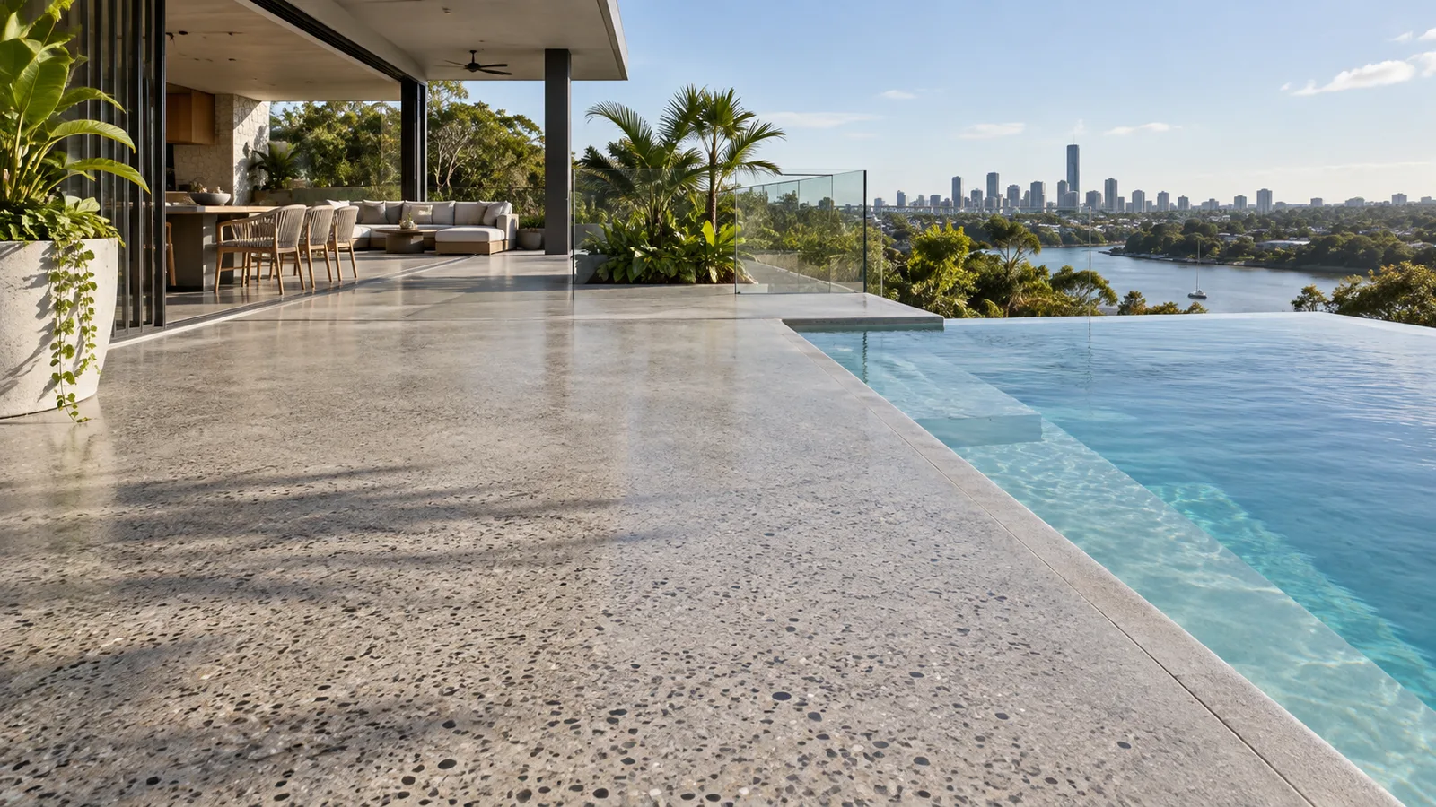 Brisbane-inspired residential polished concrete interior